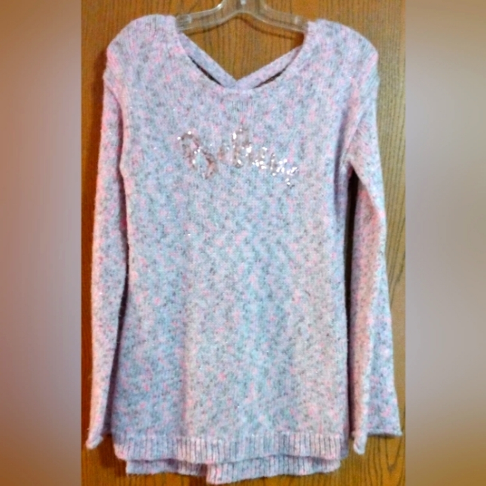 Justice Lightweight Knit BELIEVE Sweater size 18.        10-027